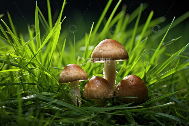 高清大图下载【趣麦麦图】草丛里的一簇蘑菇