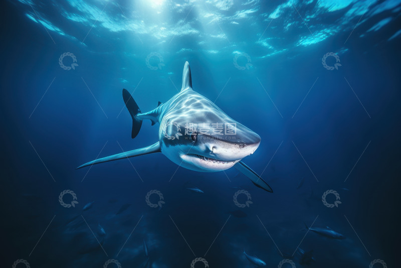 高清大图下载【趣麦麦图】海底里的一只鲨鱼