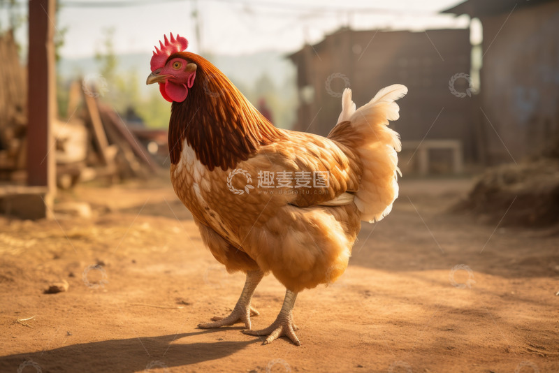 高清大图下载【趣麦麦图】土地上的一只母鸡