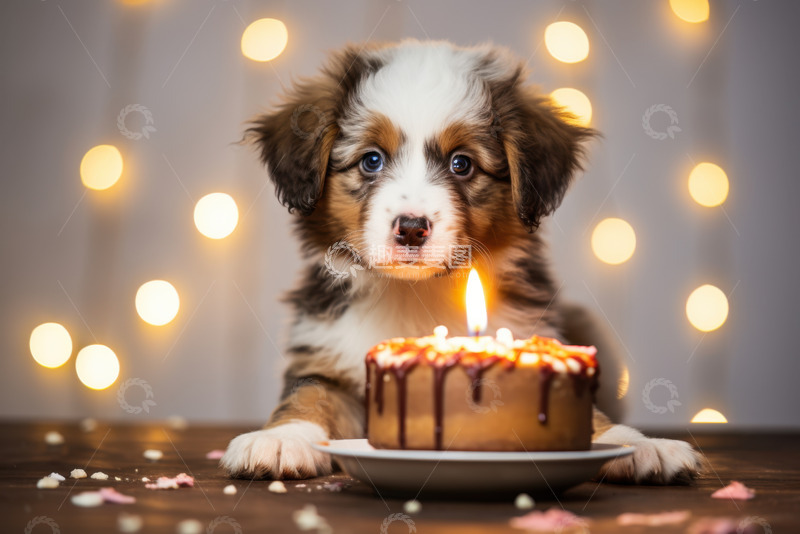 高清大图下载【趣麦麦图】过生日的一只可爱小狗