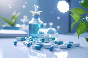 桌面上洒落的药瓶