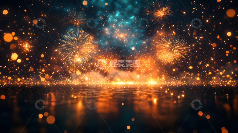 高清大图下载【趣麦麦图】夜空中的烟花与2025庆祝