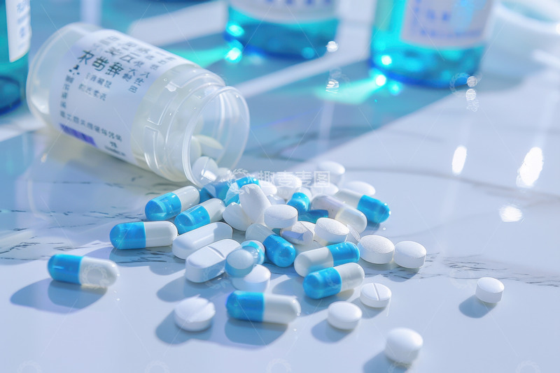 高清大图下载【趣麦麦图】洒落在桌面的药片