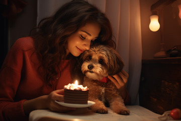 主人给宠物狗过生日