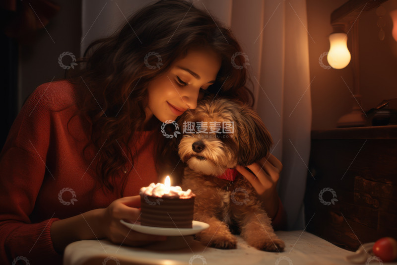 高清大图下载【趣麦麦图】主人给宠物狗过生日