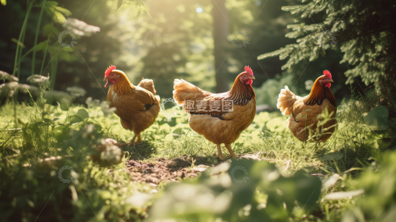 高清大图下载【趣麦麦图】草丛里的一群母鸡