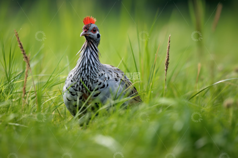 高清大图下载【趣麦麦图】草地里的一只野鸡