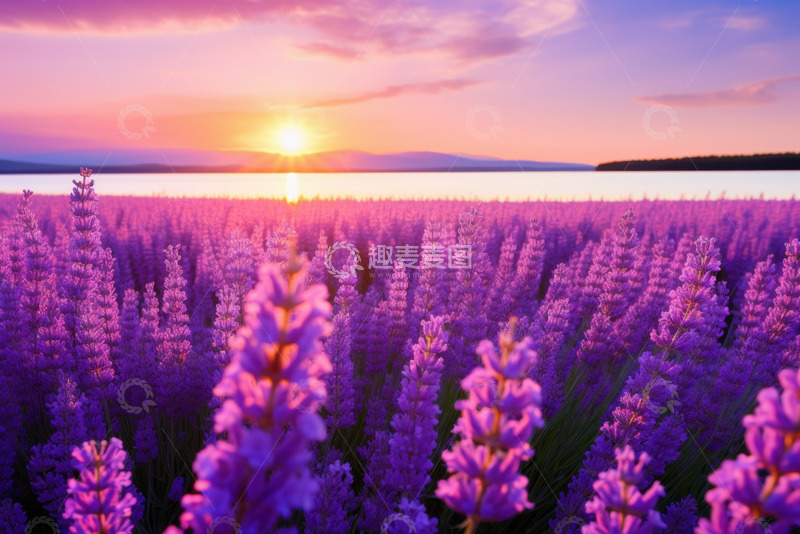 高清大图下载【趣麦麦图】紫色薰衣草花田风景