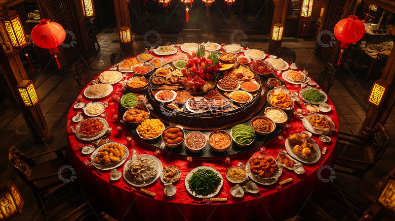 高清大图下载【趣麦麦图】团圆春节年夜饭