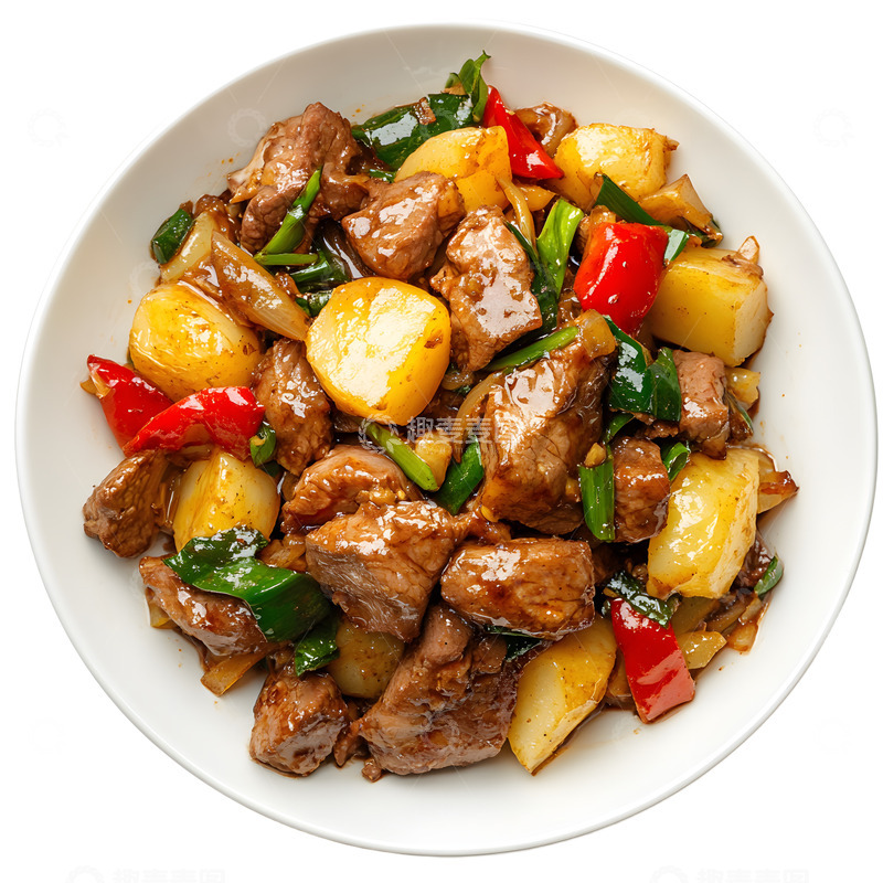 高清大图下载【趣麦麦图】美味的羊肉炒土豆