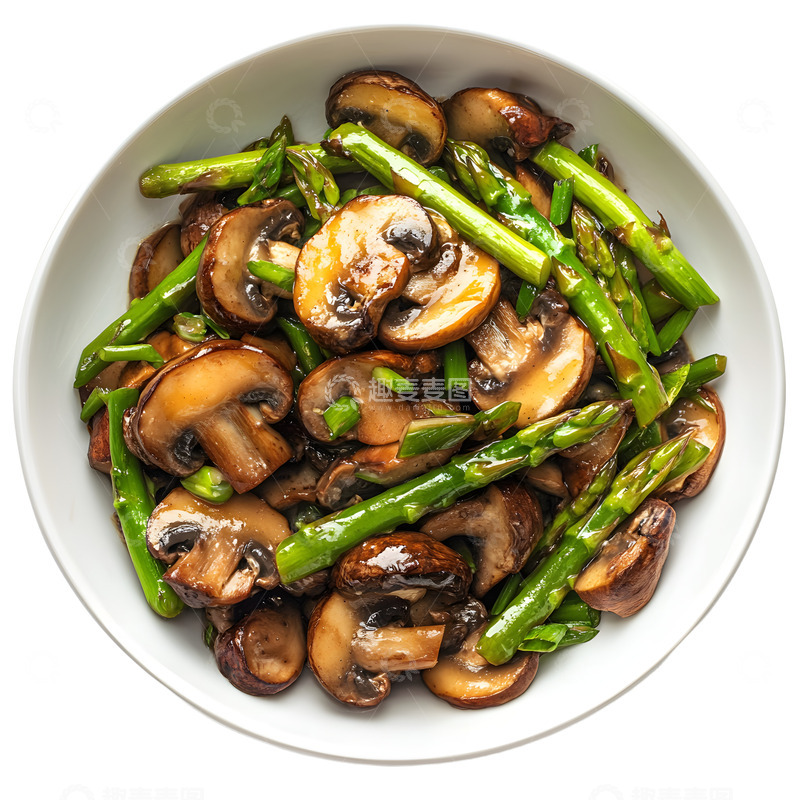 高清大图下载【趣麦麦图】芦笋炒蘑菇美味