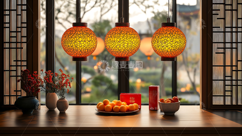 高清大图下载【趣麦麦图】中式室内场景春节