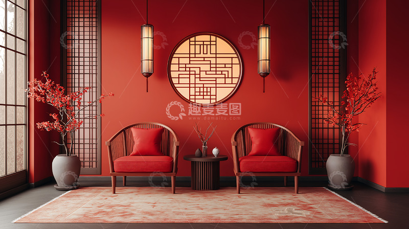 高清大图下载【趣麦麦图】中式室内春节场景