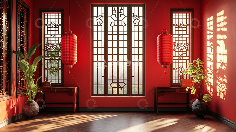 高清大图下载【趣麦麦图】中式春节室内场景