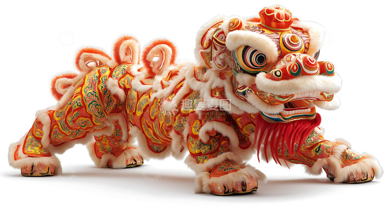 高清大图下载【趣麦麦图】玩偶醒狮新春舞狮摆件