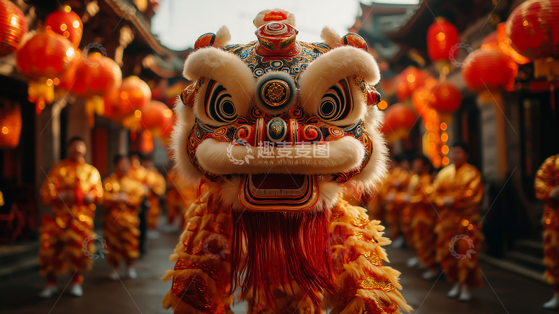 高清大图下载【趣麦麦图】新春醒狮喜庆