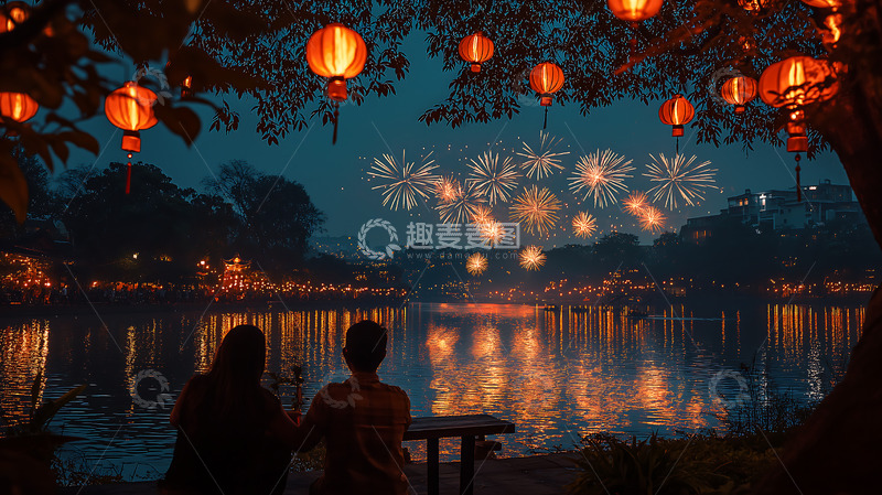 高清大图下载【趣麦麦图】春节礼炮夜景烟花