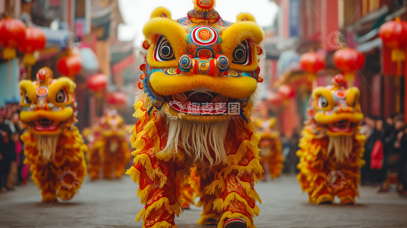 高清大图下载【趣麦麦图】舞狮新春喜庆