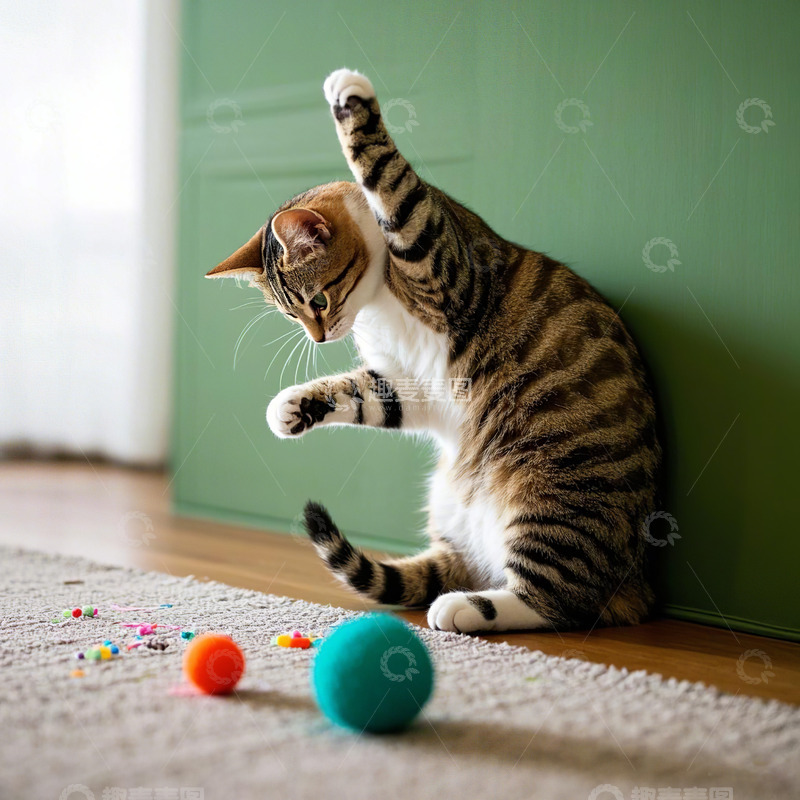 高清大图下载【趣麦麦图】猫咪玩耍家居摄影