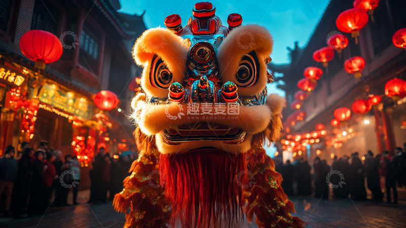 高清大图下载【趣麦麦图】醒狮喜庆舞狮新春