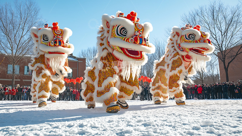 高清大图下载【趣麦麦图】舞狮喜庆醒狮