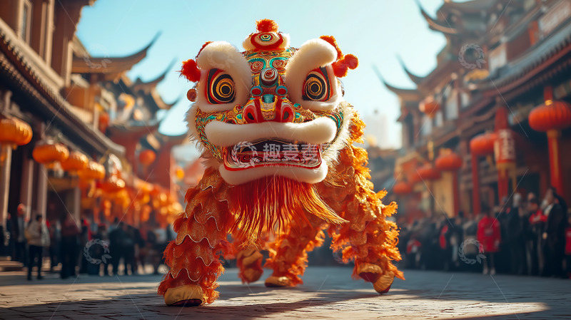 高清大图下载【趣麦麦图】喜庆舞狮新春