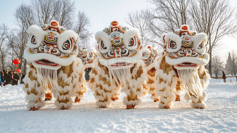 高清大图下载【趣麦麦图】新春舞狮喜庆醒狮