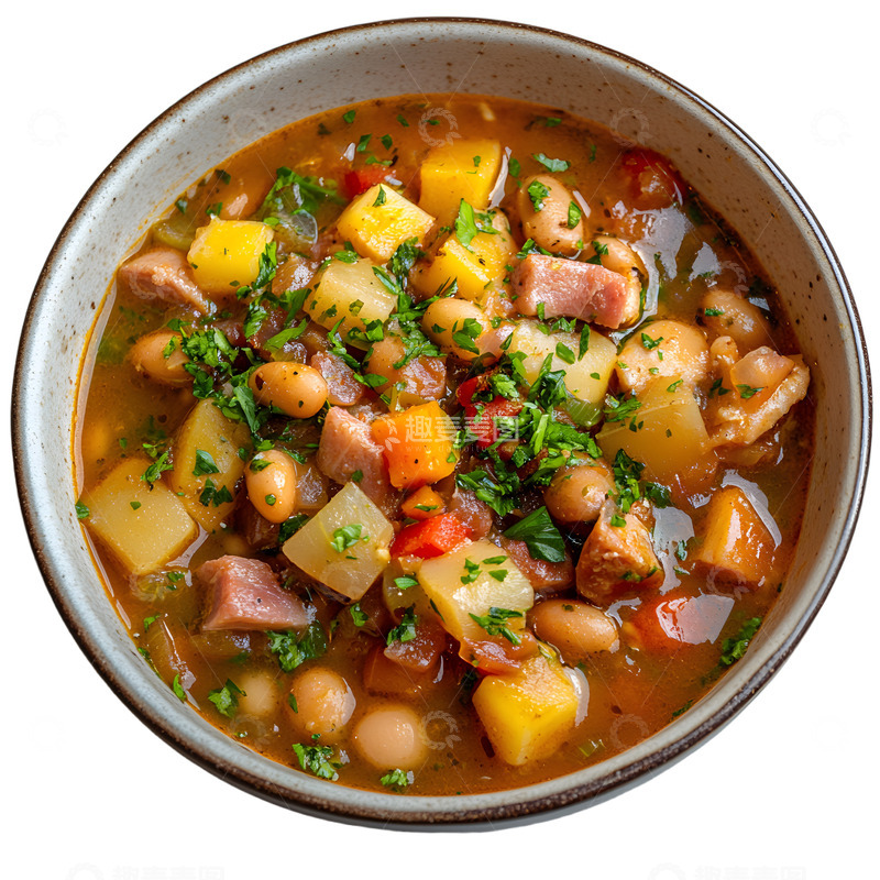 高清大图下载【趣麦麦图】豆子炖火腿美味