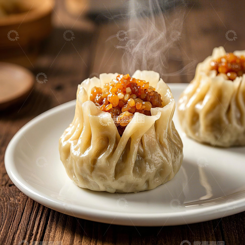 高清大图下载【趣麦麦图】新鲜出锅美食烧麦特写