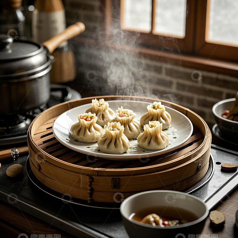 高清大图下载【趣麦麦图】正在烹饪的烧麦