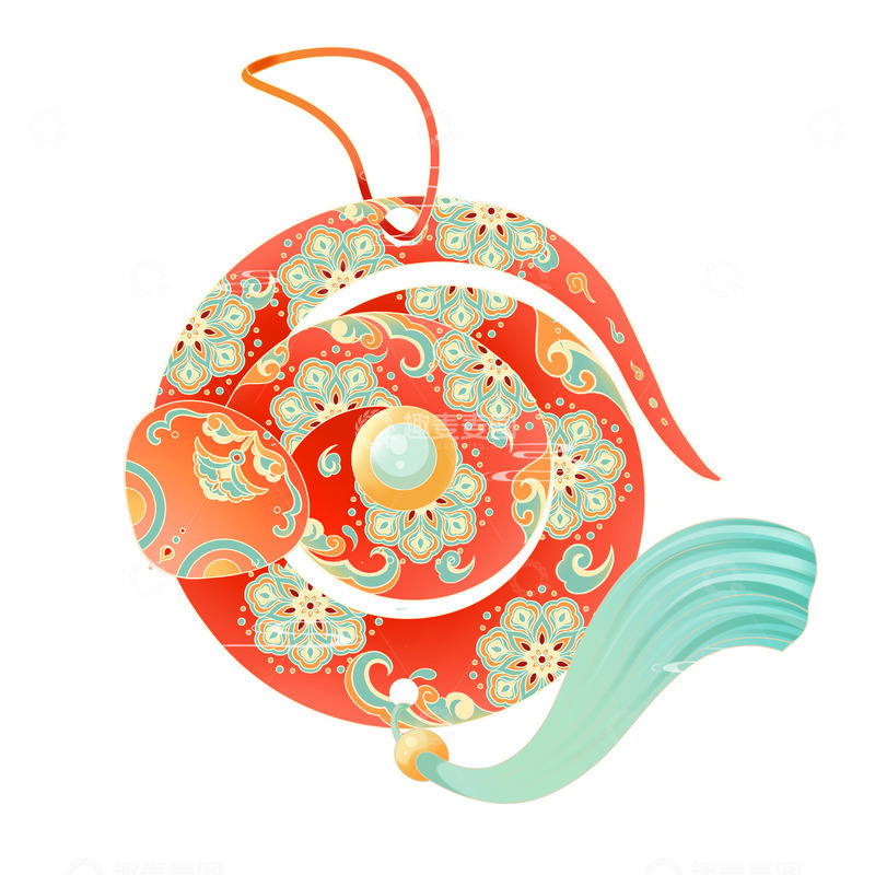 源文件下载【趣麦麦图】蛇年盘蛇挂坠