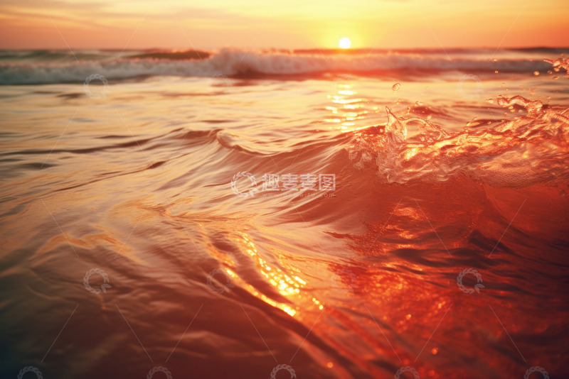 高清大图下载【趣麦麦图】海面上的落日红霞
