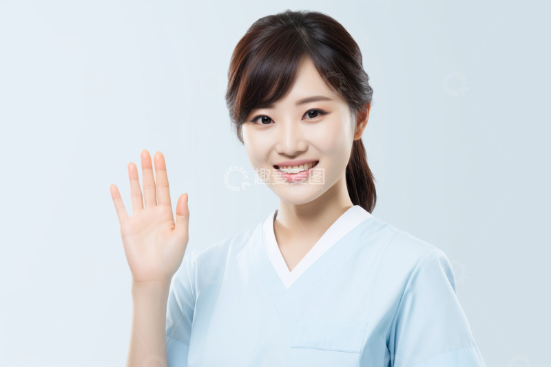 高清大图下载【趣麦麦图】打招呼的一位护士