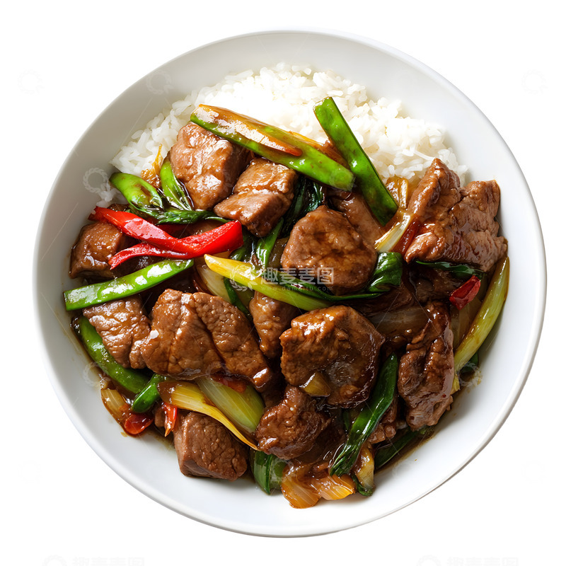 高清大图下载【趣麦麦图】葱爆羊肉盖饭