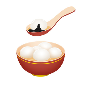 卡通手绘一碗汤圆中式传统美食插画