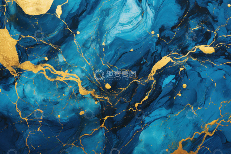 高清大图下载【趣麦麦图】蓝金色流沙背景