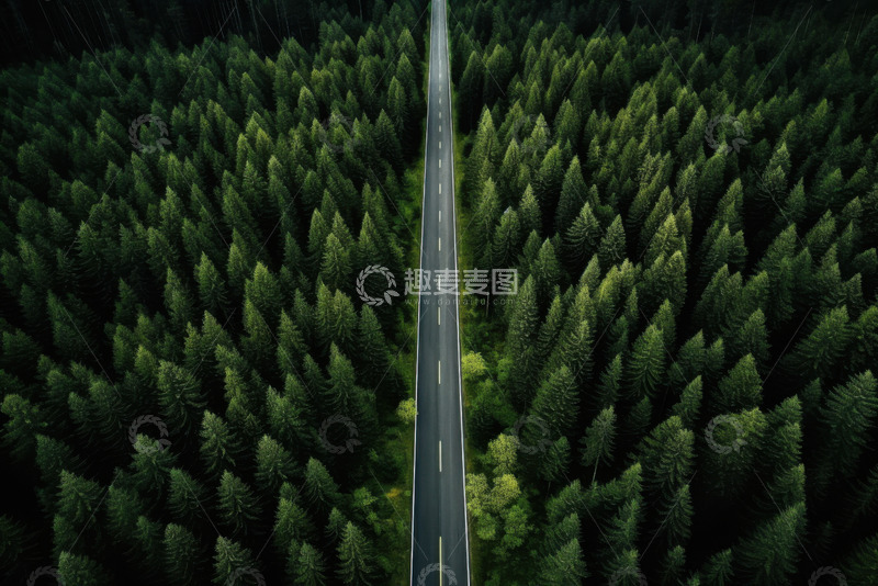 高清大图下载【趣麦麦图】松树林中的一条公路