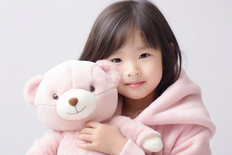 高清大图下载【趣麦麦图】抱着玩具熊的女孩