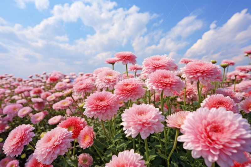 高清大图下载【趣麦麦图】一片粉色的菊花田