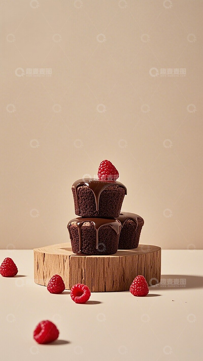 高清大图下载【趣麦麦图】巧克力蛋糕搭配草莓美食摄影