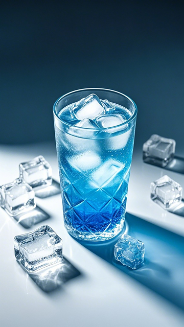 清凉蓝色饮料玻璃杯摄影