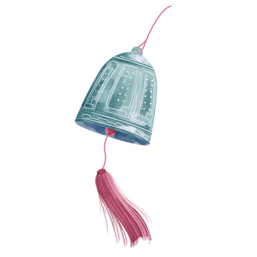 水彩春天春季风铃设计