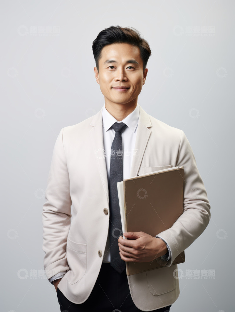 高清大图下载【趣麦麦图】抱着文件夹的老板