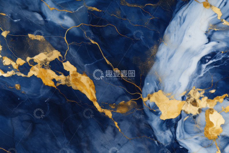 高清大图下载【趣麦麦图】蓝金色大理石背景