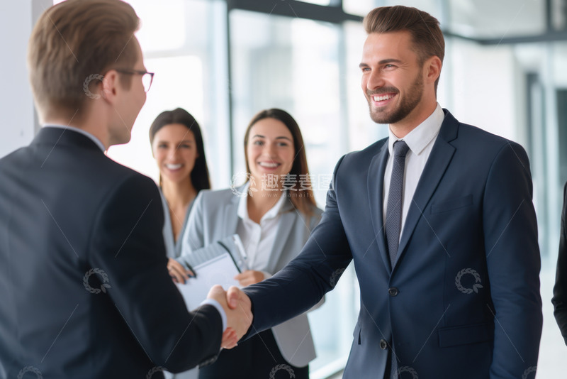 高清大图下载【趣麦麦图】商业老板握手合作