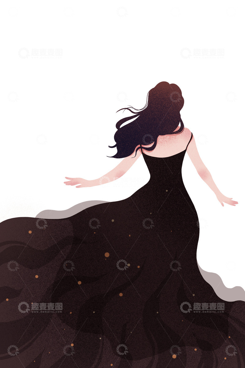 源文件下载【趣麦麦图】三八妇女节女神背影设计