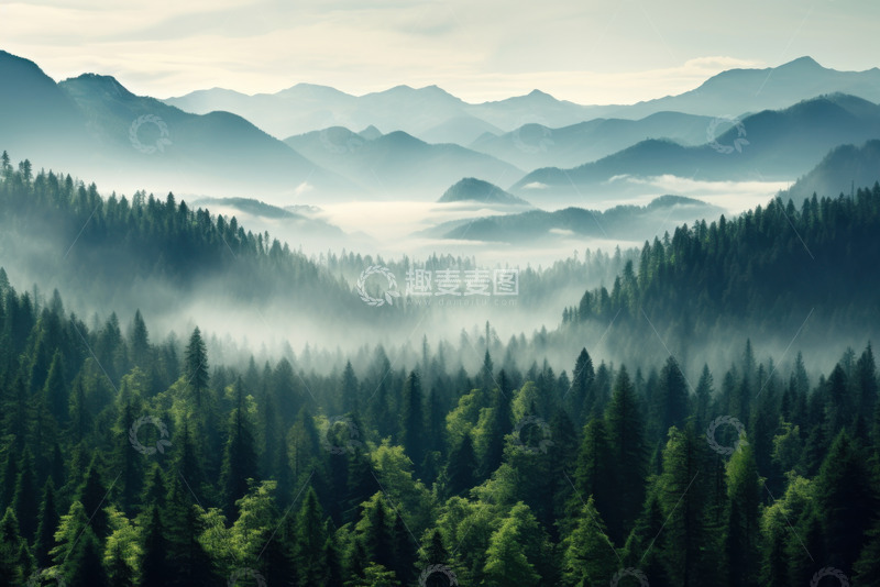 高清大图下载【趣麦麦图】森林浓雾树林