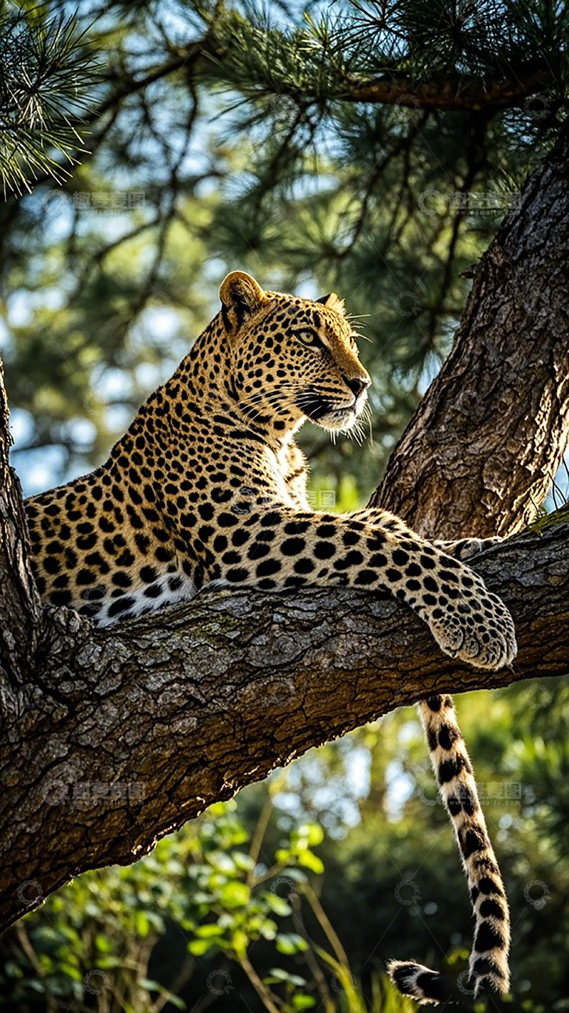 高清大图下载【趣麦麦图】豹树栖息自然摄影