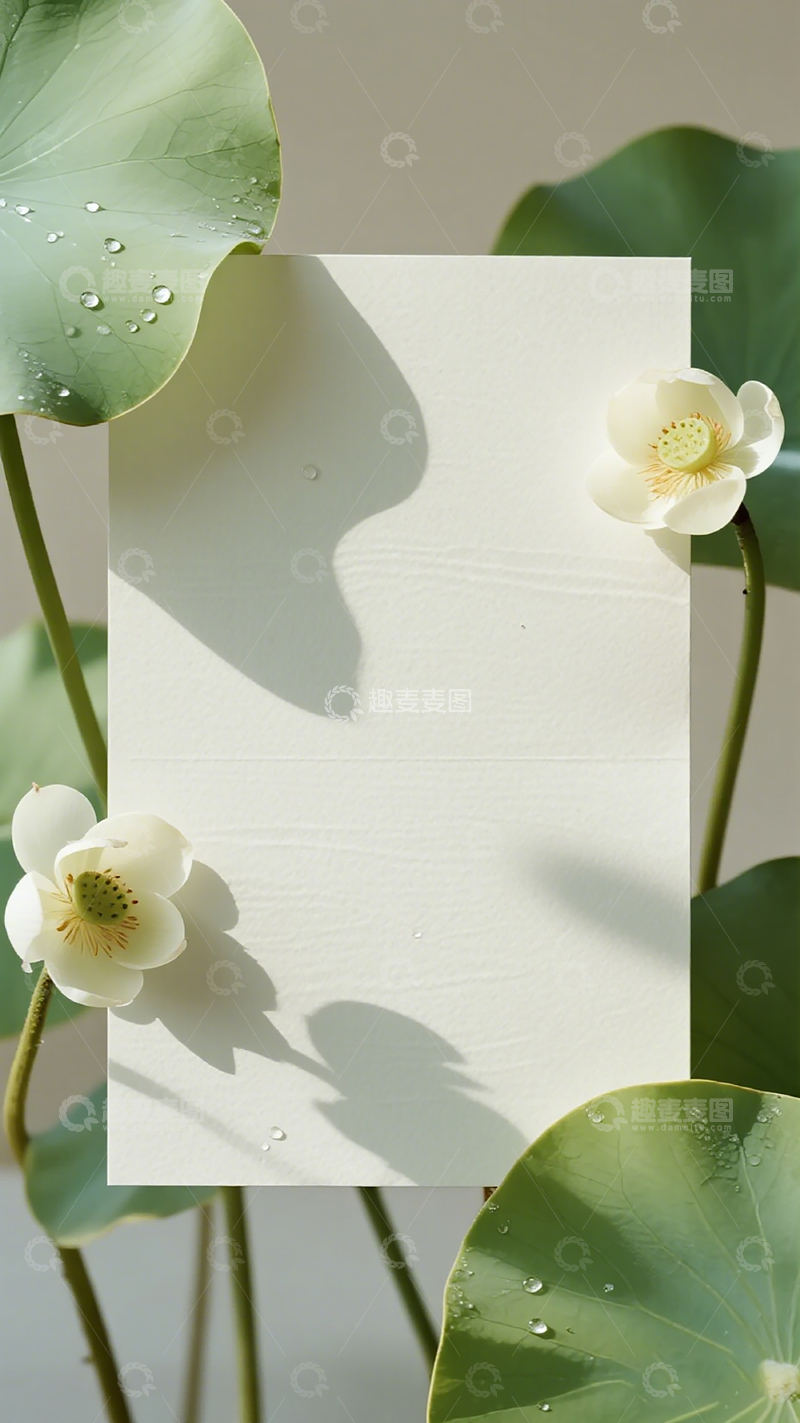 高清大图下载【趣麦麦图】淡雅荷花绿叶壁纸