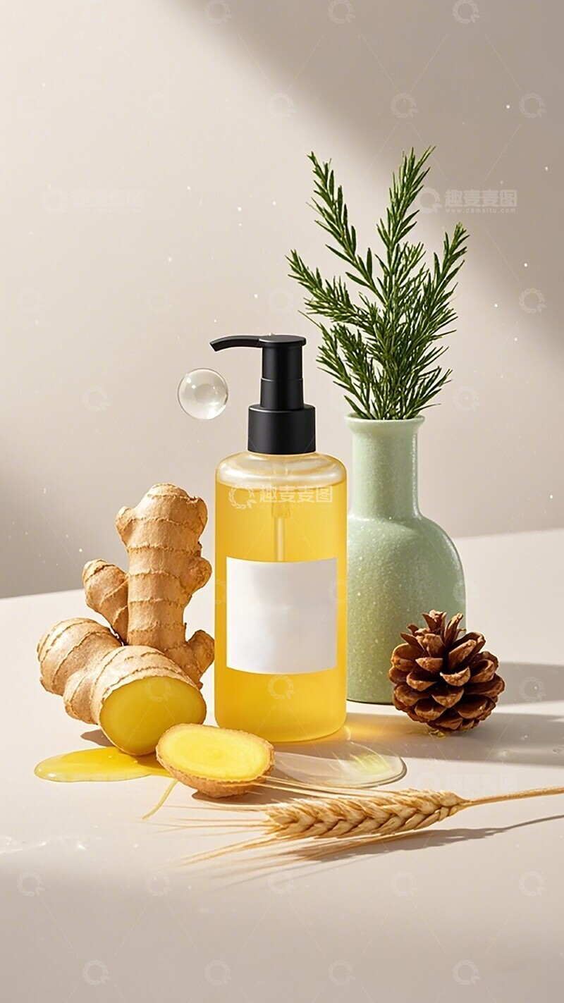 高清大图下载【趣麦麦图】自然风护肤油宣传图